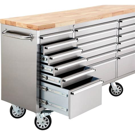 grizzly stainless steel industrial cabinet with wood top|grizzly rolling tool box.